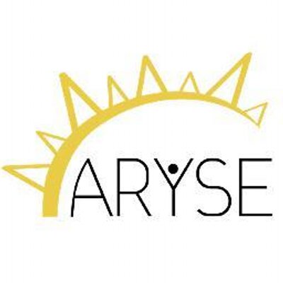 ARYSE logo. A yellow sun, in the name the Y is shaped like a person standing with their arms up